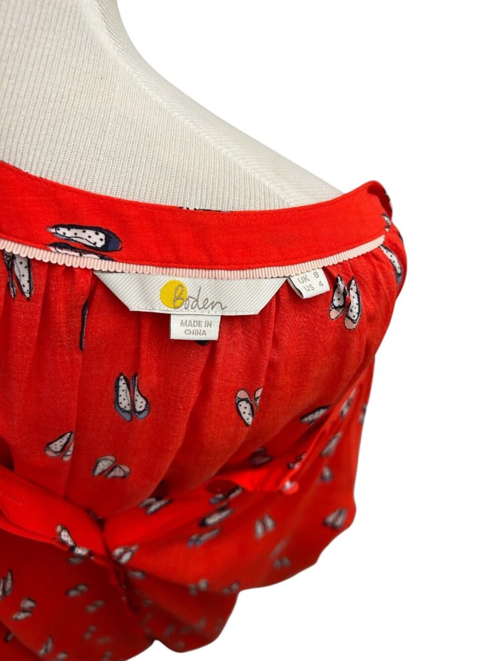 BODEN Women’s US Size 4 Paris Red Ballet Shoes Print Blouse Shirt Top Buttoned - Picture 5 of 5